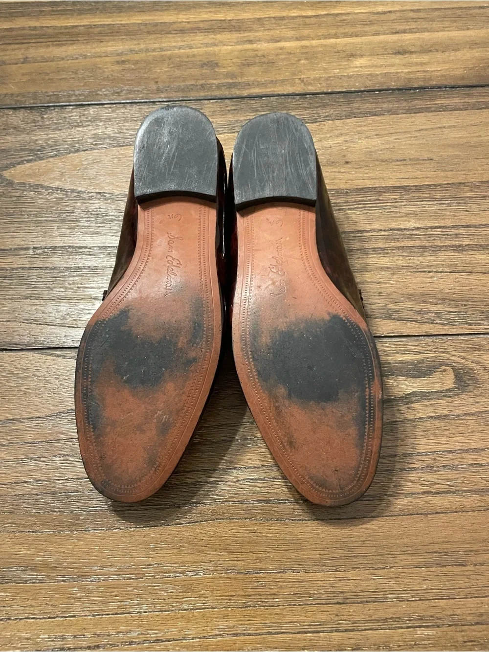 Sam Edelman Loraine Oxblood Tortoiseshell Horsebit Loafers Size 6.5 Old Money